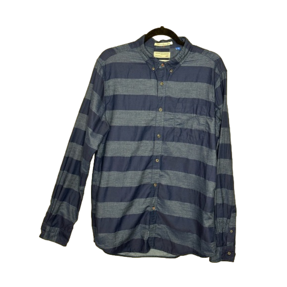 T2 Denim and Flower Premium Denim Long Sleeve Striped button down size Large